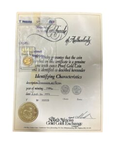 1986 Johannesburg one-tenth oz Proof Gold Coin