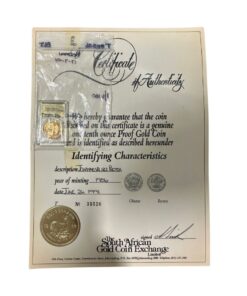 1986 Johhanesburg Protea 1-tenth oz Proof Gold Coin